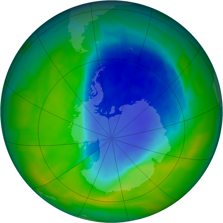 Antarctic ozone map for 24 November 2011
